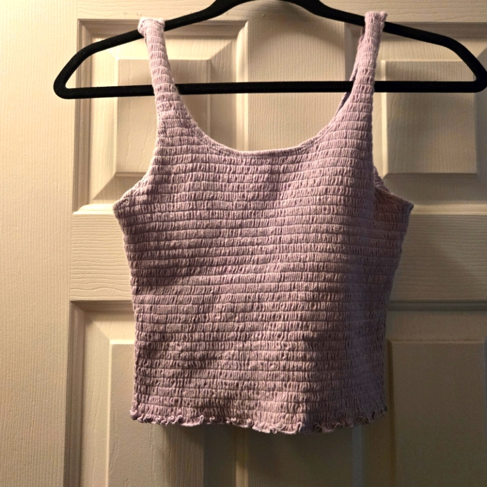 Hollister Purple Smocked Crop Tank Top